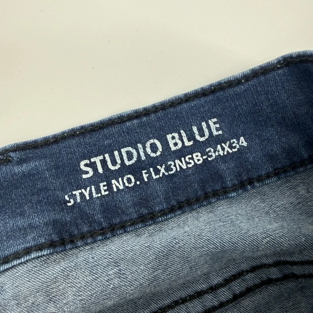 Mugsy Studio Blue Mens Slim Fit Dark Wash‎ Stretch Jeans 34x34